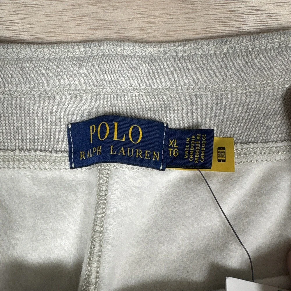 NWT Polo Ralph Lauren Fleece Track Pants Heather Grey Drawstring Sweatpants XL